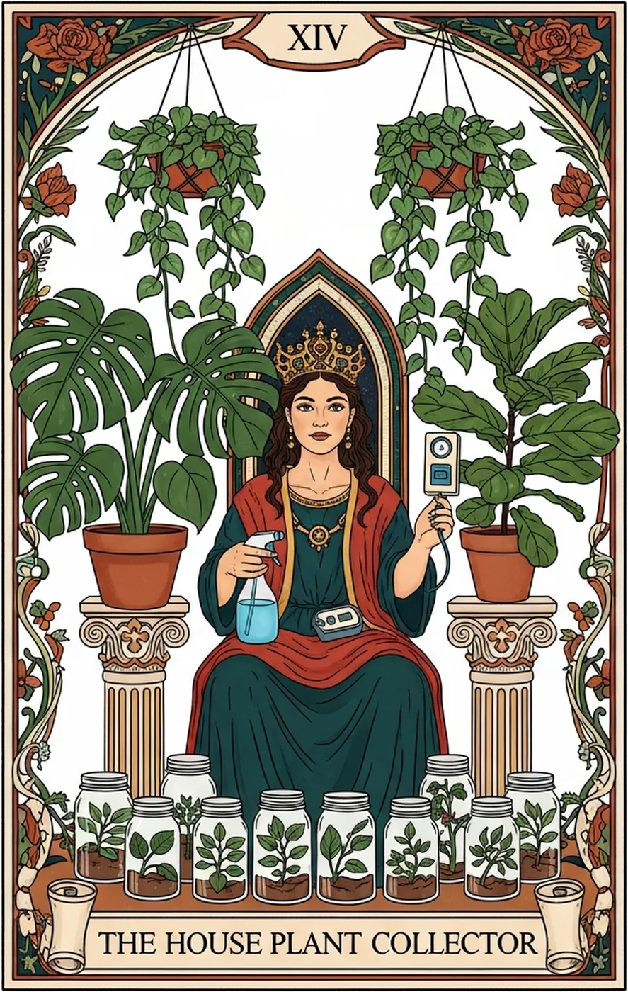 House Plant Collector Tarot Card design