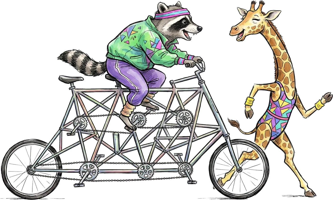 Tandem Bike Animal Friends design